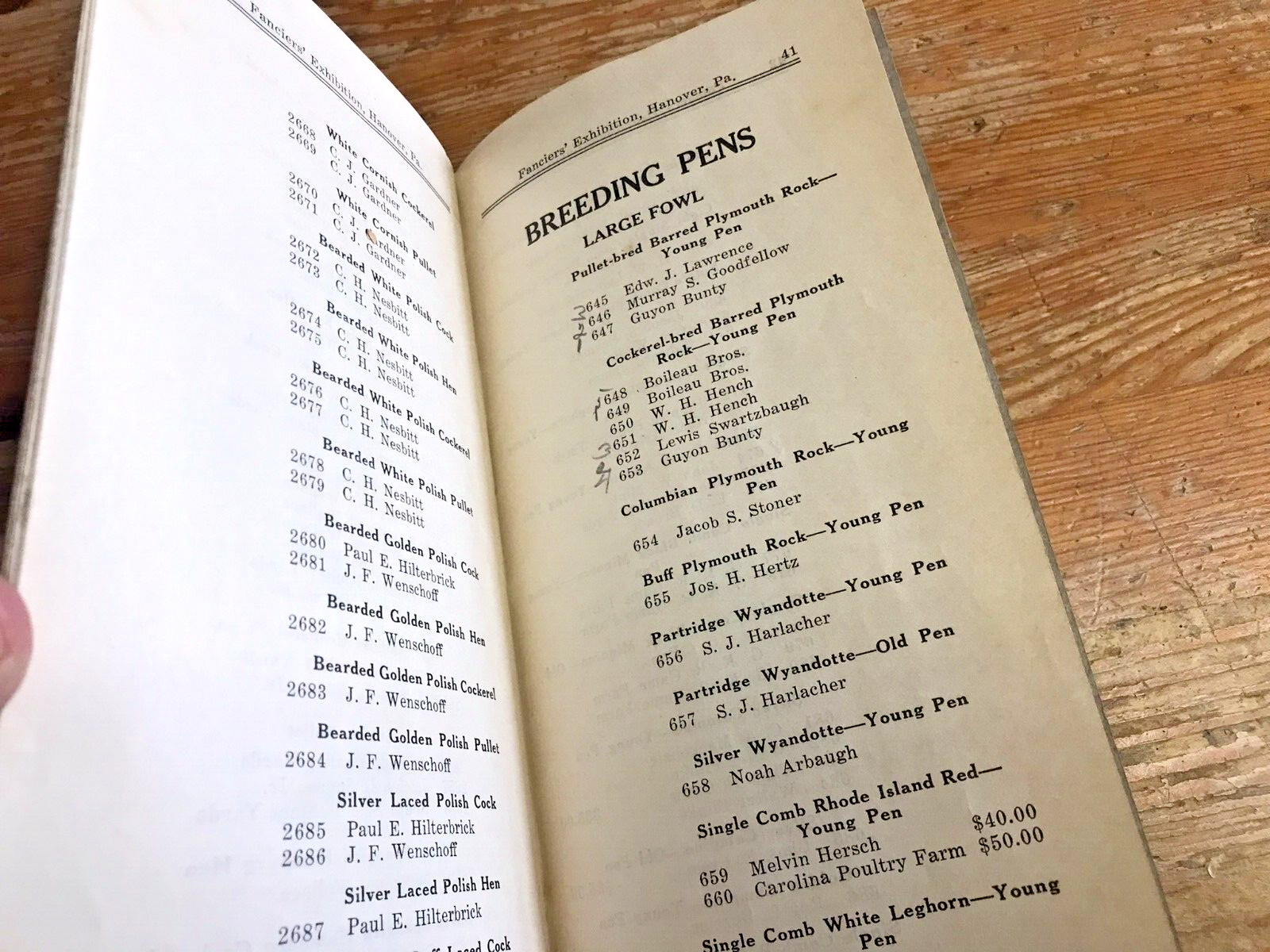1929 Hanover Fair Poultry Show Catalogue VTG Pamphlet Chickens PA Farming Farm