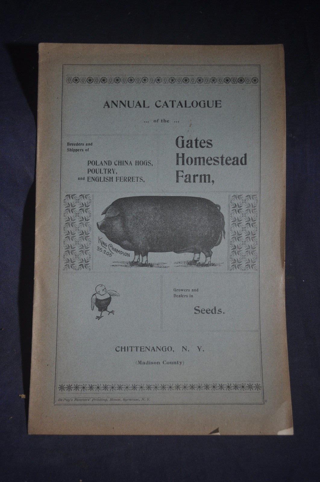 Ca 1896 Gates Homestead Farm Catalog Hogs, Poultry, Ferrets, Chittenango NY