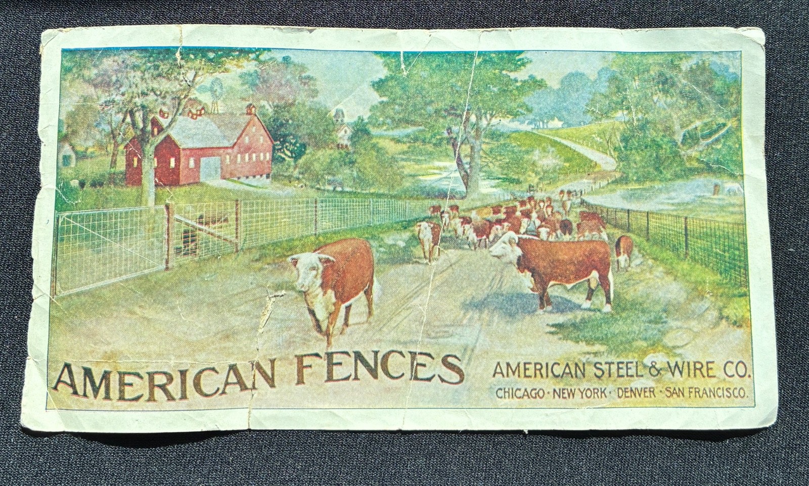 American Steel Wire Fences Advertising Card Cattle Farm