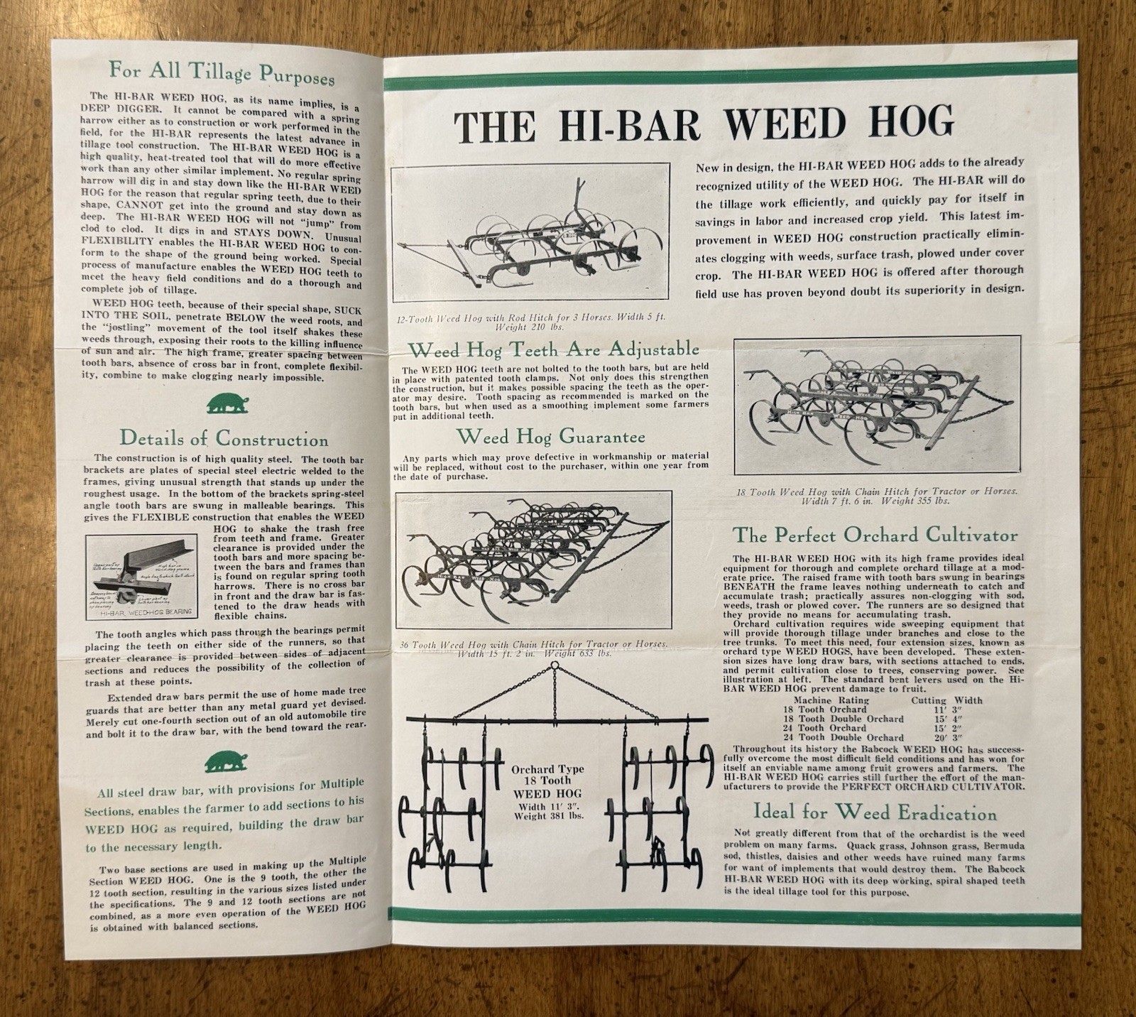 VINTAGE The Weed Hog Hi-Bar Weed Hog Brochure Eureka Mower Company Utica, NY