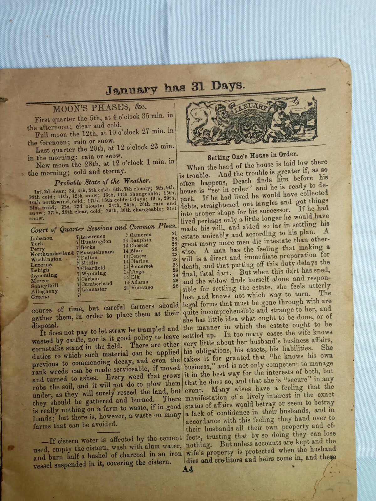 Vintage 1884 John Bear Baer&rsquo;s Agricultural Almanac Lancaster, PA Antique Farmers