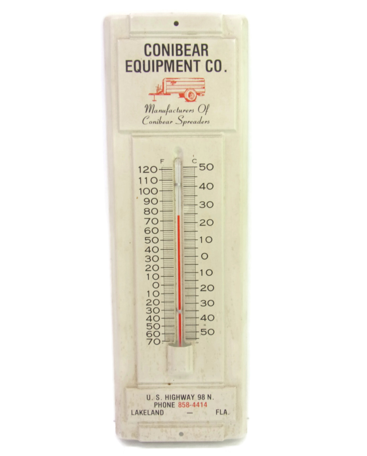 Vintage 14 inch Metal Conibear Equipment Thermometer Agricultural Spreaders