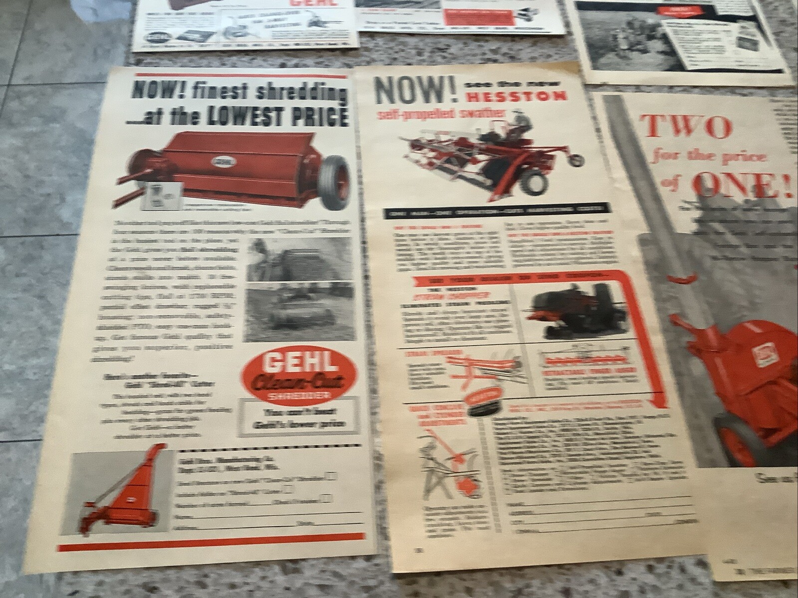 Lot of 12 Gehl Farming Agricultural Advertisement Tractor Farm Print Ads 1950-70