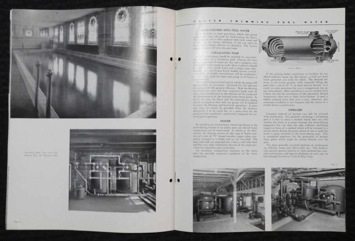 1933 Graver Tank & Mfg Co « Swimming Pool Water Filter » Stearns-Roger Denver Co