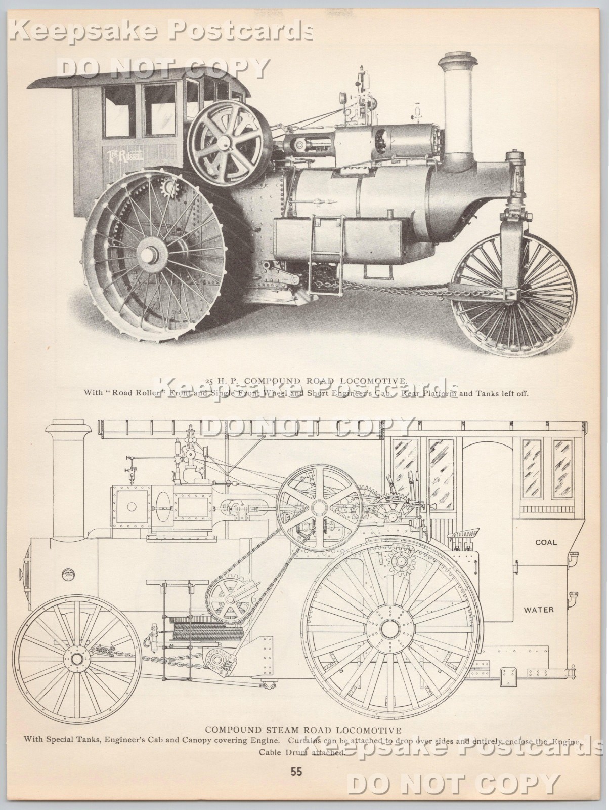 1905 Russell Road Steam Engine Locomotive & Gear Diagram Massillon Ohio Print Ad