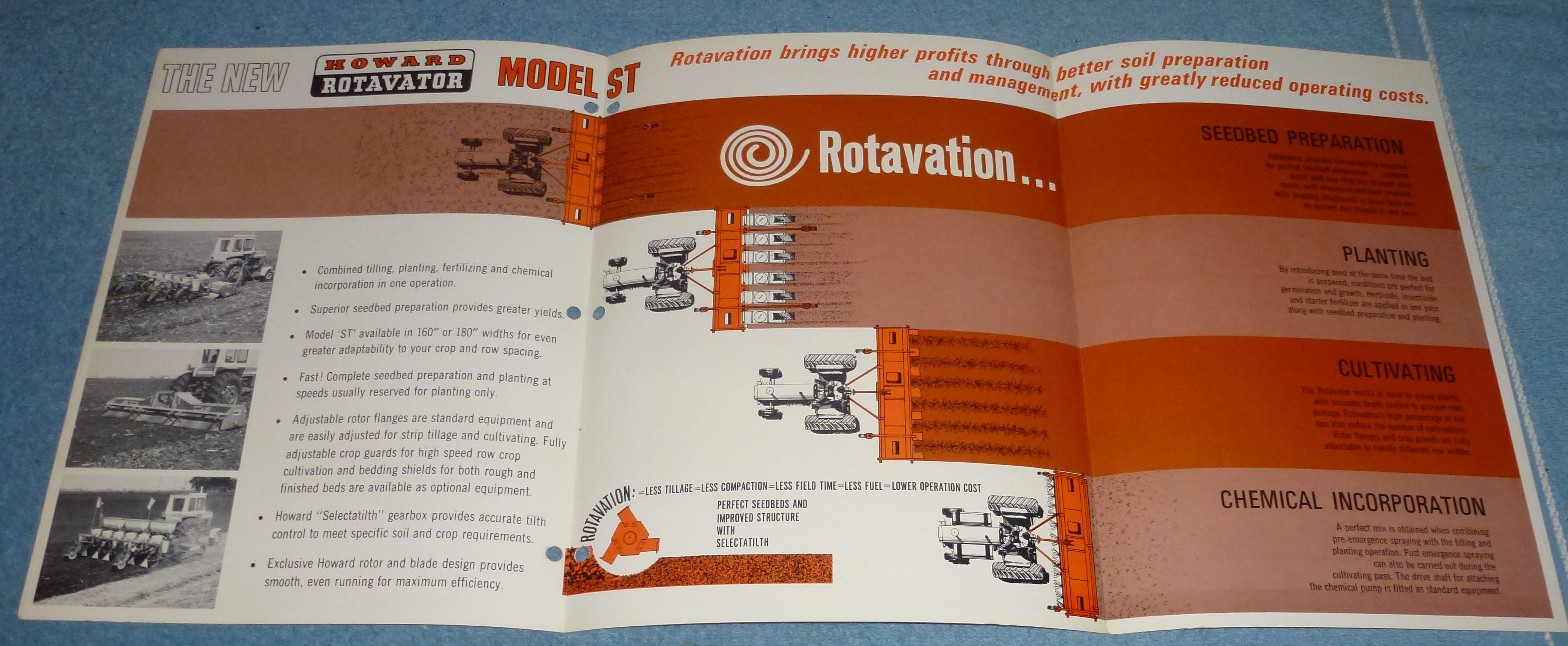 Vtg 1970 Howard Rotavator Co Brochure Model ST Rotary Tillage Equipment Specs