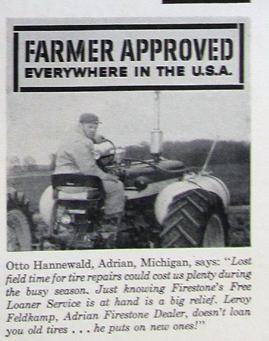 Original 1961 Firestone Ad Photo Endorsed Otto Hannewald Adrian Michigan