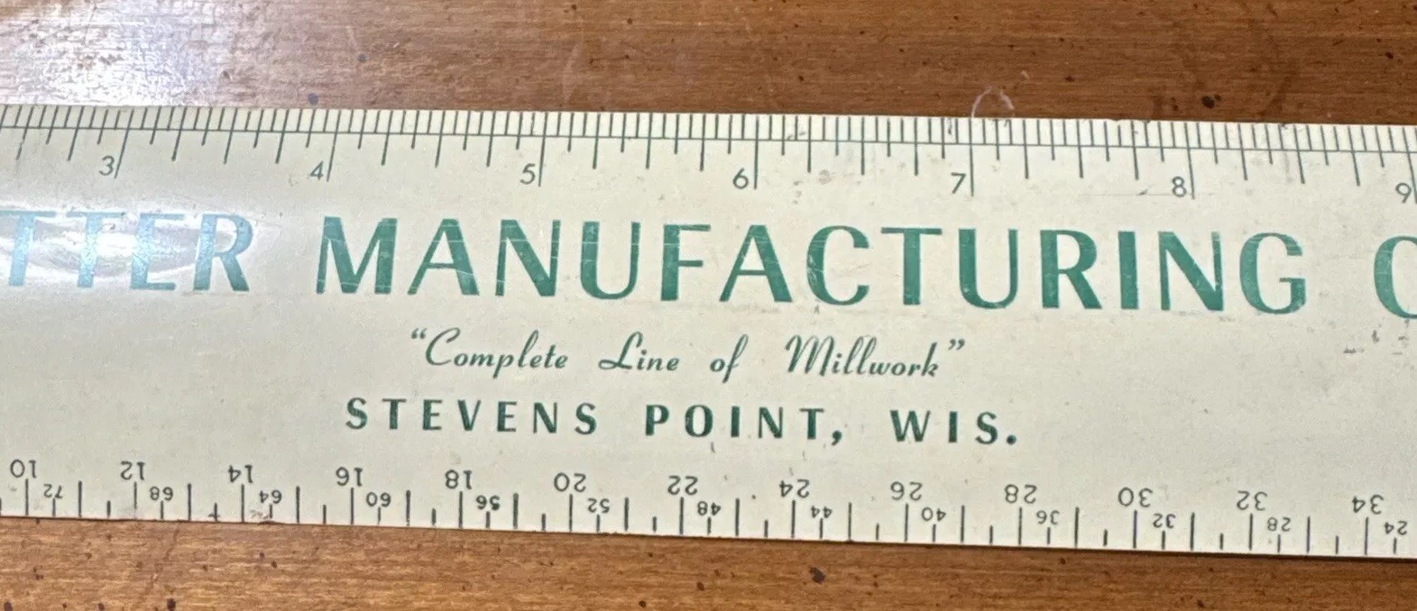 Vintage Advertising Vetter Manufacturing Stevens Point WI Metal Ruler Made USA
