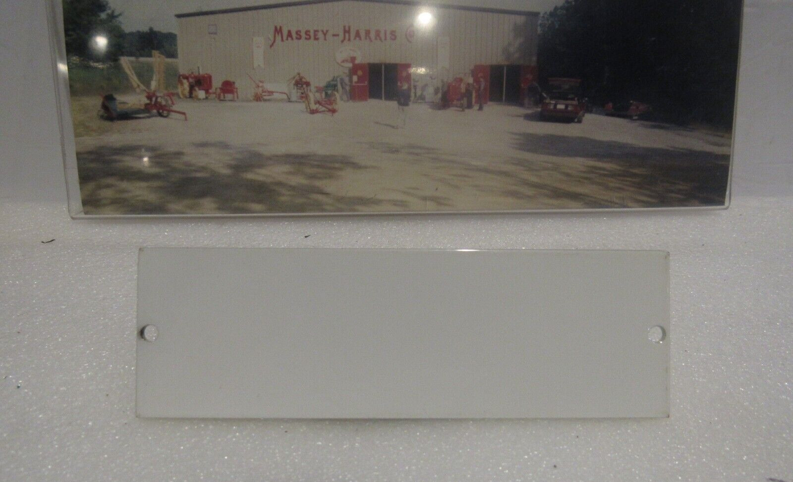 Massey Harris Farming Color Photo and Advertising Emblem Metal Plate Original