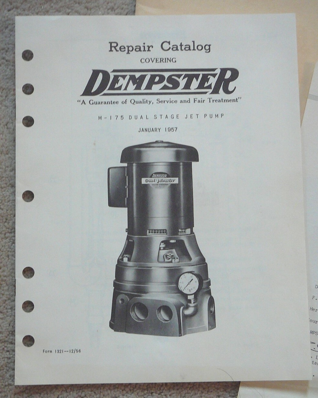 DEMPSTER MILL MFG – 1957 REPAIR CATALOG DUAL STAGE JET PUMP REPAIR CATALOG IOP