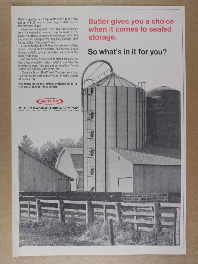 1966 Butler Silos Stor-N-Feed System vintage print Ad