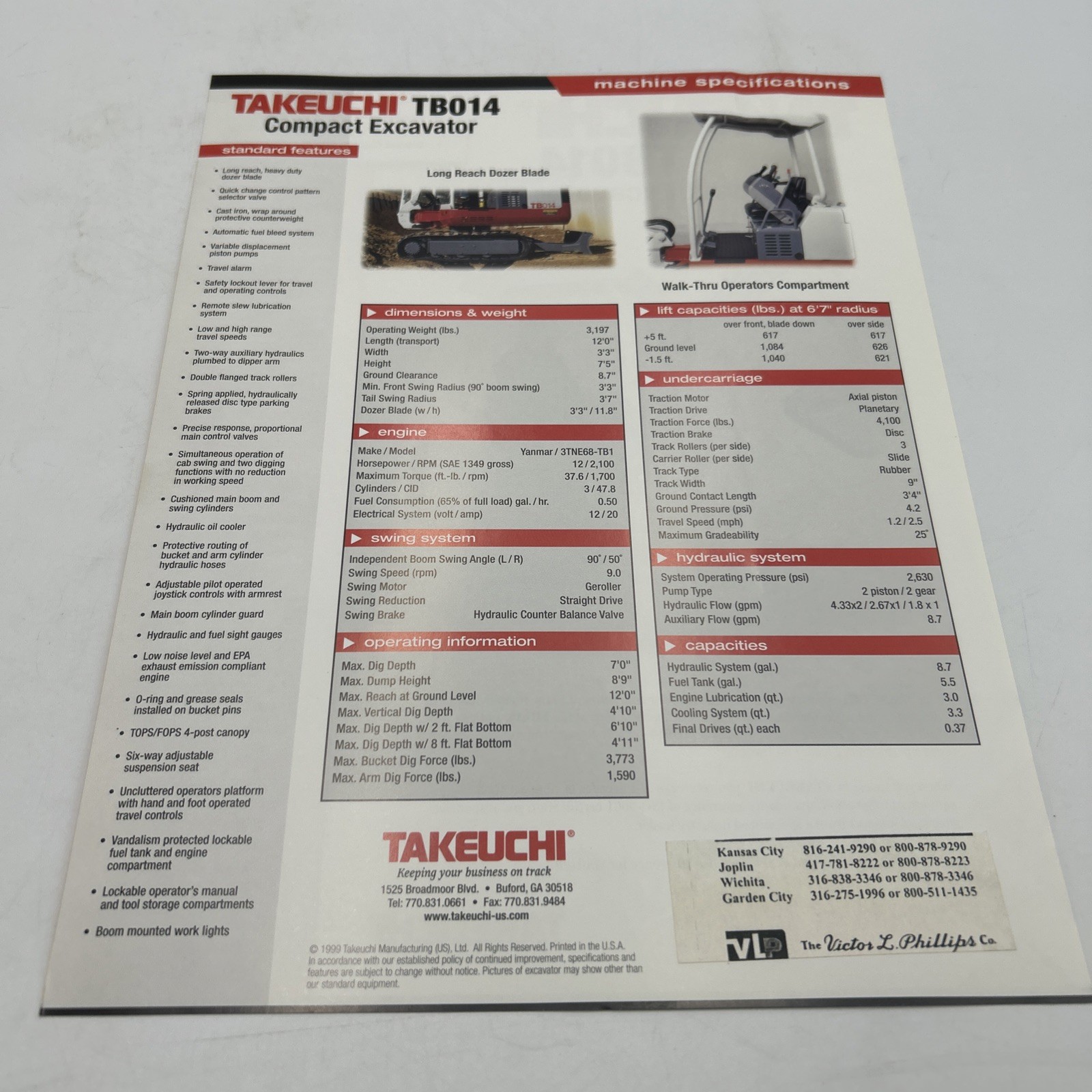 Takeuchi TB014 Compact Excavator Brochure