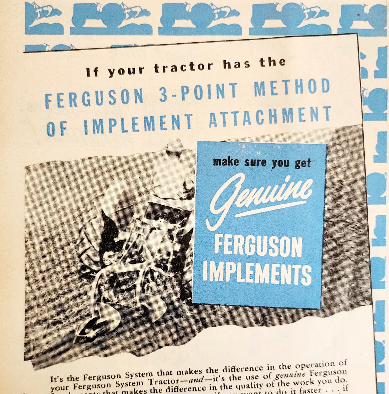 1947 Ferguson System Tractor Implements Advertisement Farming Agriculture DWNN18