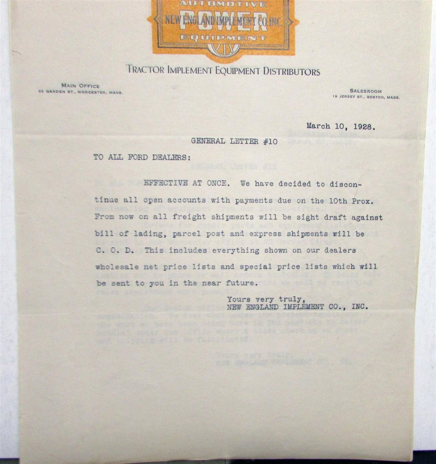 1928 Ford Original General Dealer Letters Pricing Info Specifications Sheets