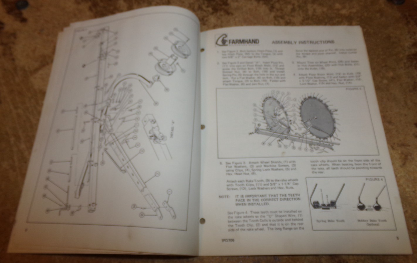 1975 farmhand F5 rake manual in good shape used