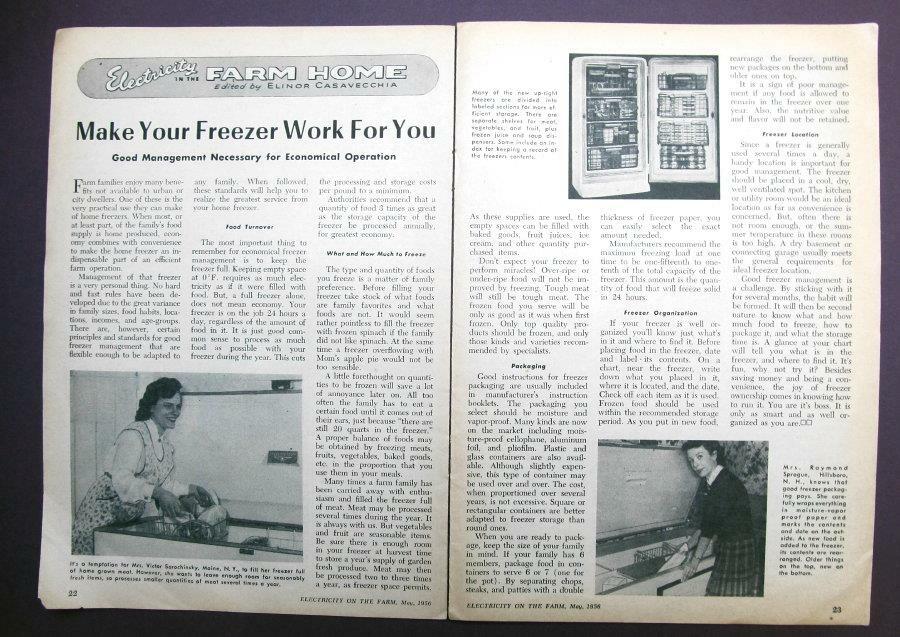 Original 1956 Electric Freezer Article Features Mrs Victor Sorochinsky, Maine NY