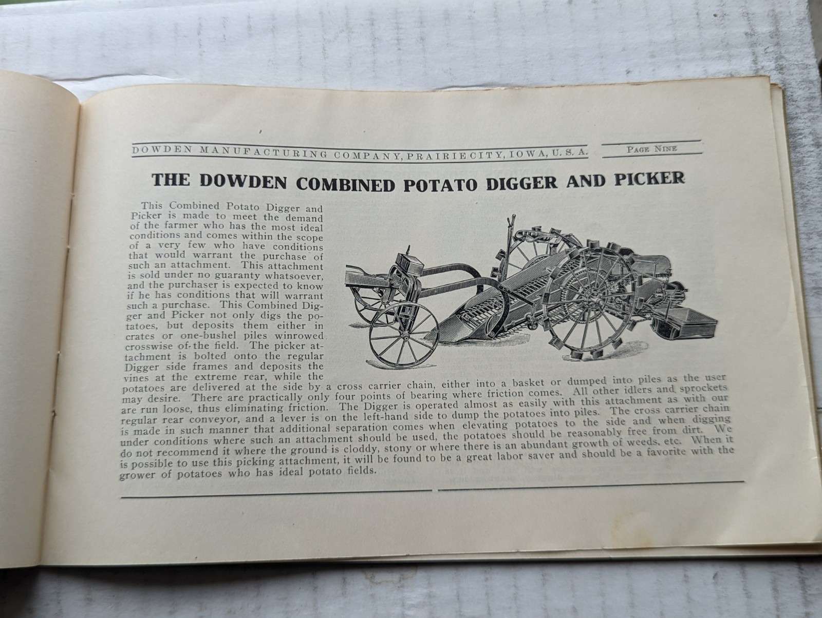 Dowden Digger Catalog Prairie City Marshalltown Iowa Advertising Ketchum Gaston