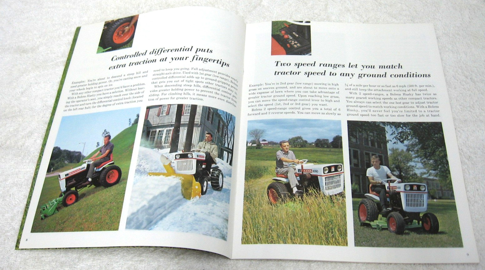 VINTAGE BOLENS HUSKY LAWN TRACTOR MOWER 1050 850 650 AND ATTACHMENTS BROCHURE