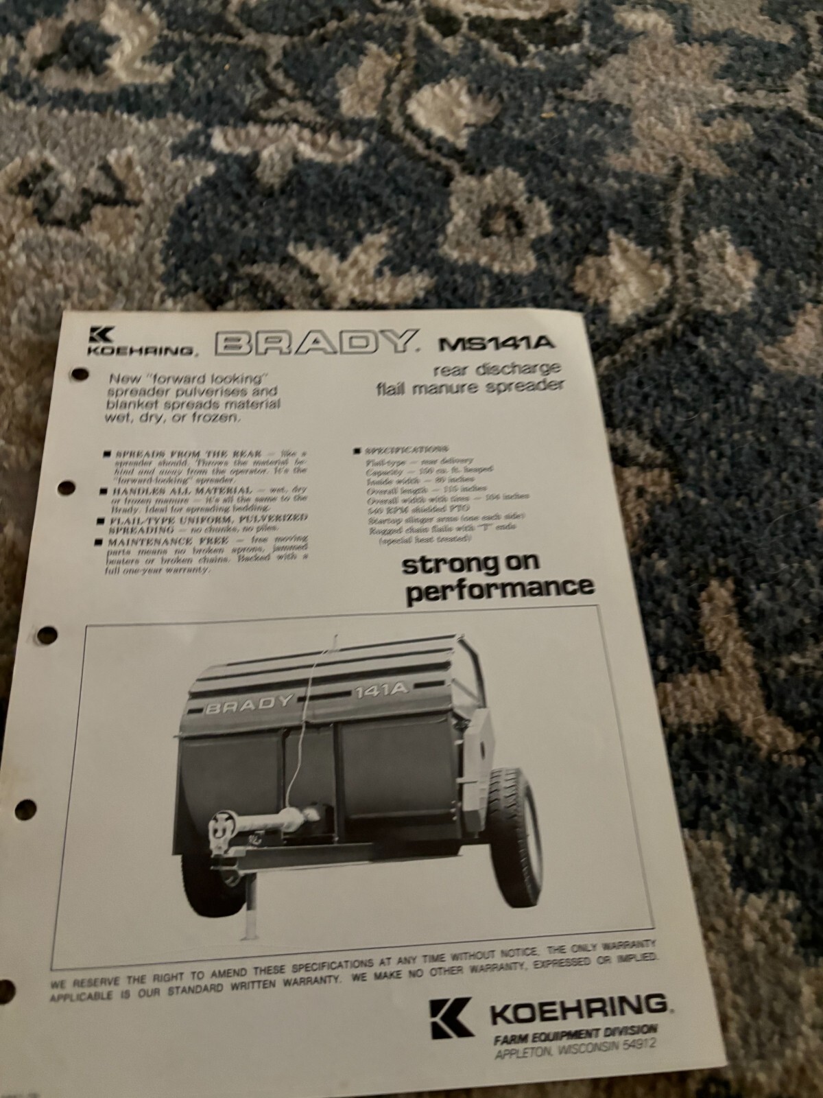 Brady MS141A Rear Discharge Flail Manure Spreader Brochure FCCA24