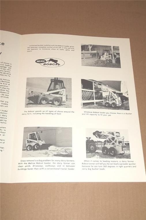 1975 MELROE BOBCAT LOADER in DAIRY FARMS CLARK EQUIPMENT SALES CATALOG BROCHURE