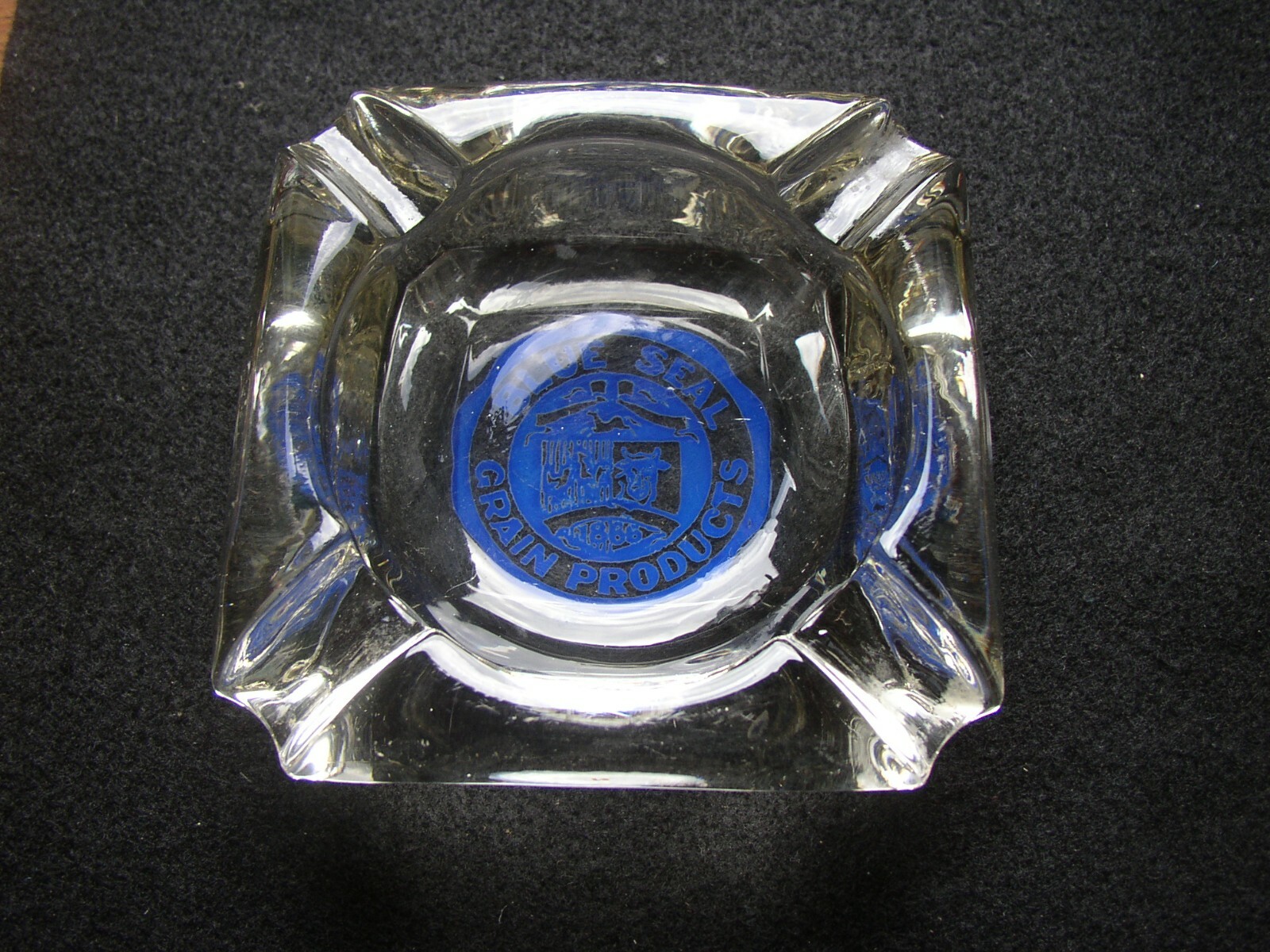 Blue Seal Grain Products vintage Glass Ashtray