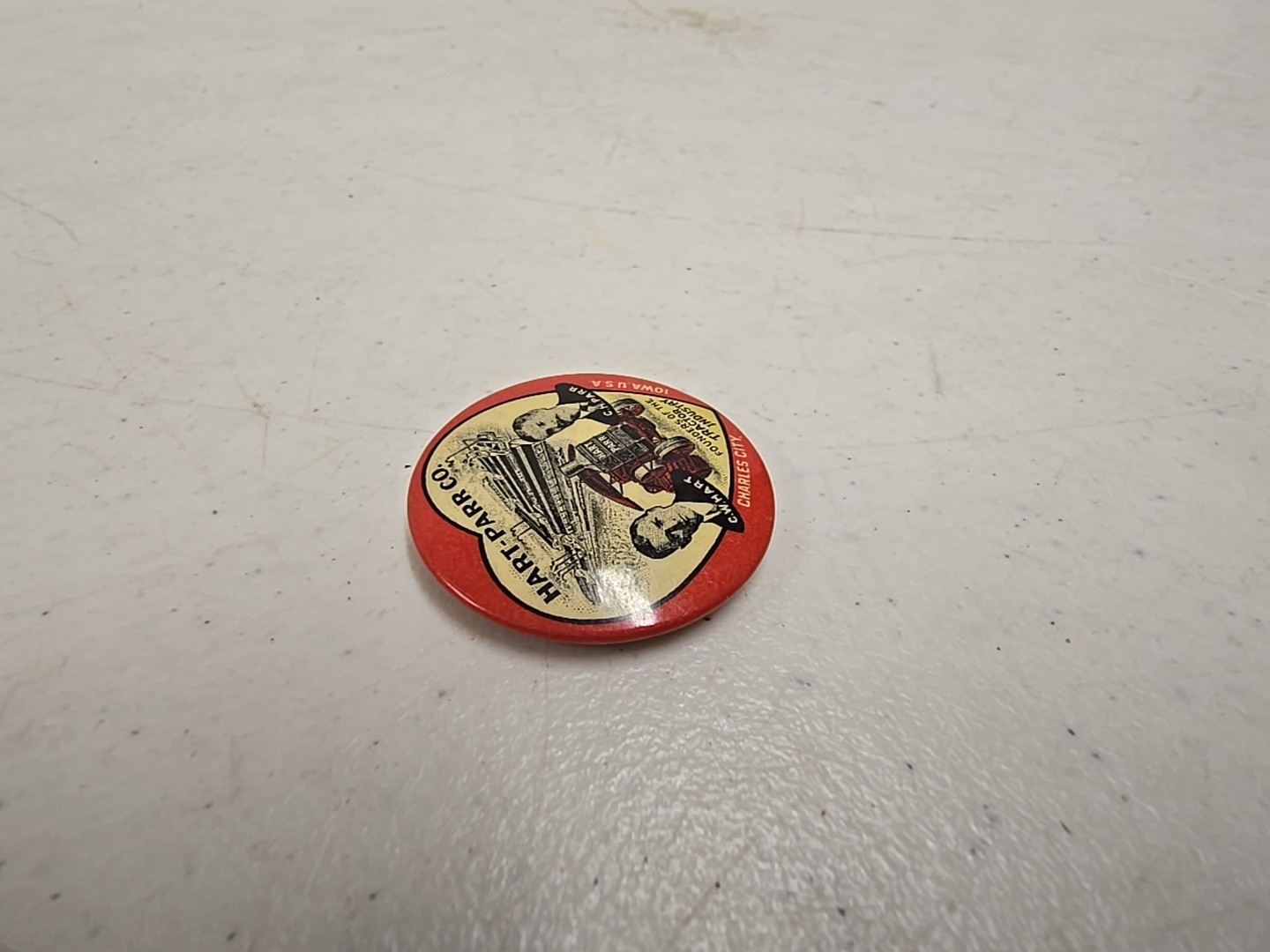 Antique Hart-Parr Charles City Iowa Tractor Industry Founder Celluloid Pinback