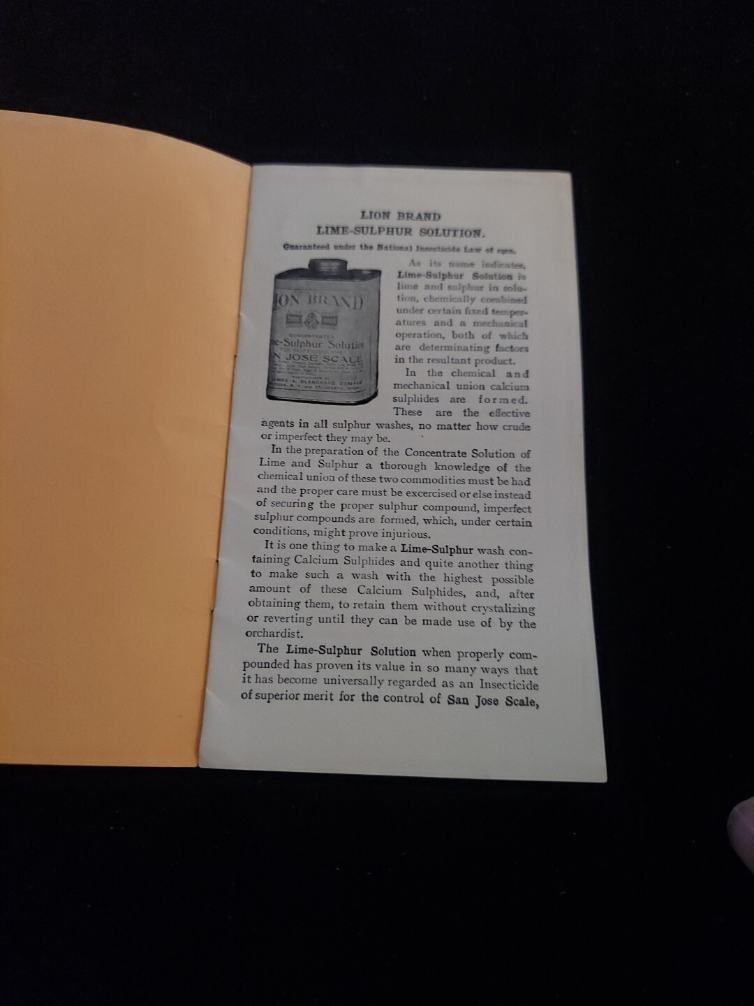 1910 Lion Brand Spraying Materials Pamplet