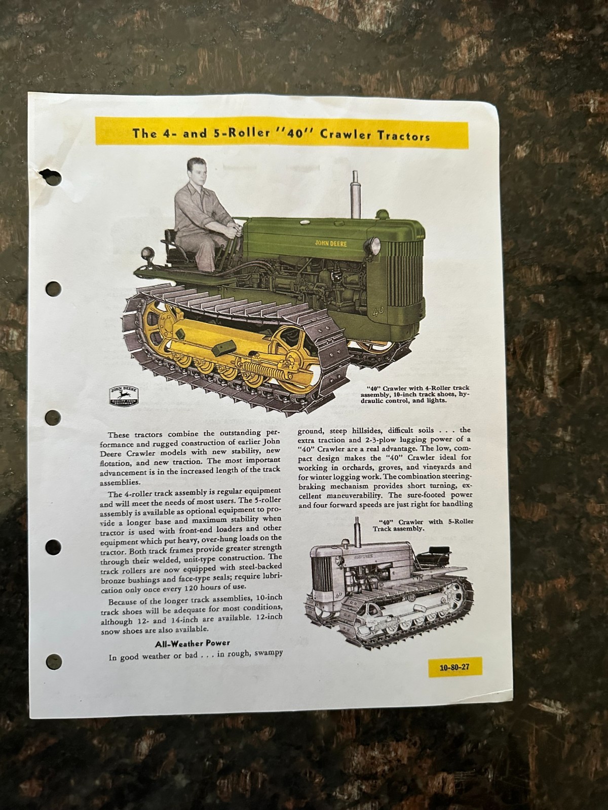 John Deere « 40 » Crawler Tractor Advertisement