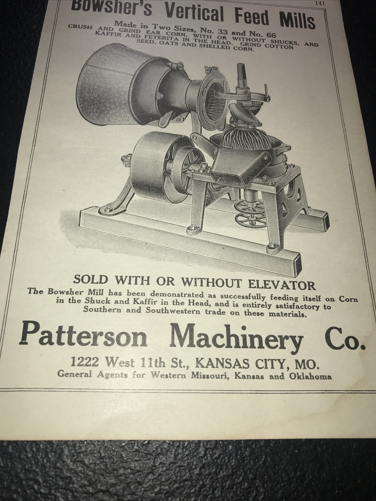 1916 Bowsher Feed Mill Farm Advertising – Kansas City – Missouri