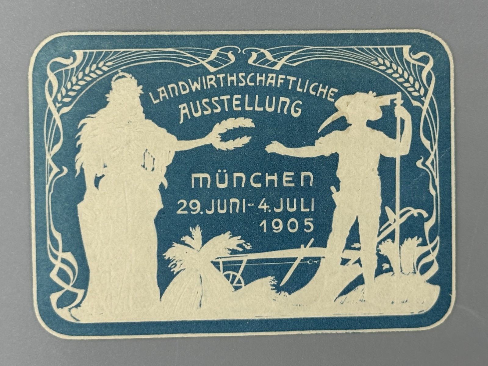 1905 MUNCHEN Germany FARM EXPO Agricultural Advertising POSTER STAMP Munich