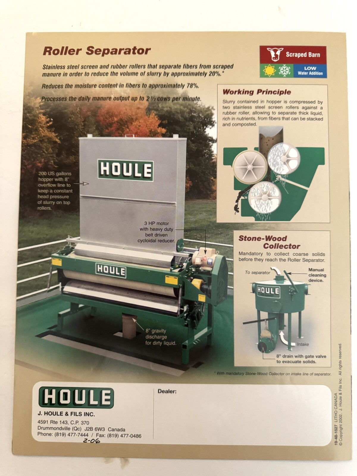 Houle Manure Separators 2006 Dealer Sales Brochure Agriculture Farm Tool