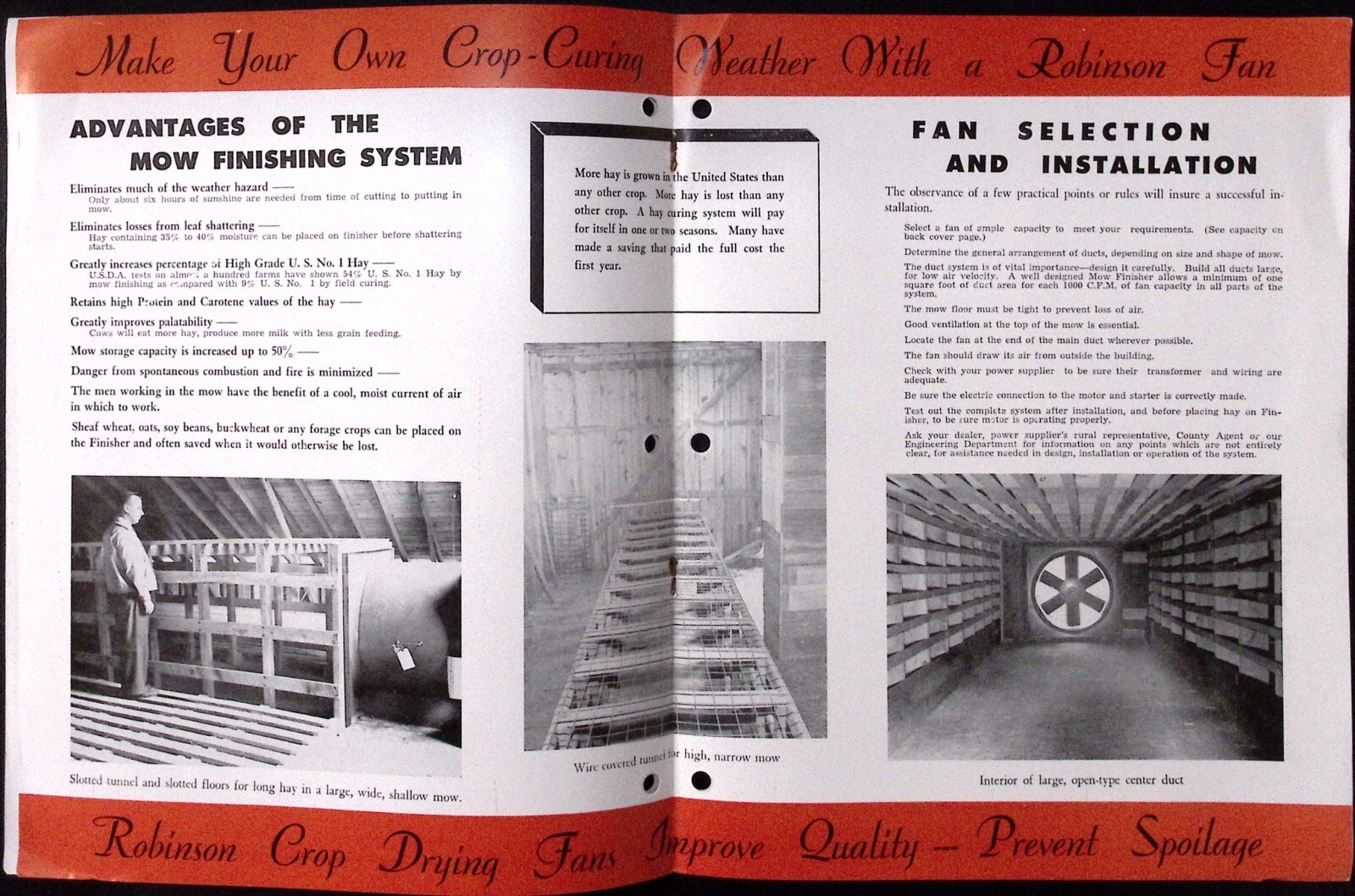 1952 Robinson Ventilating Co Fans for Drying Farm Crops Dealer Brochure