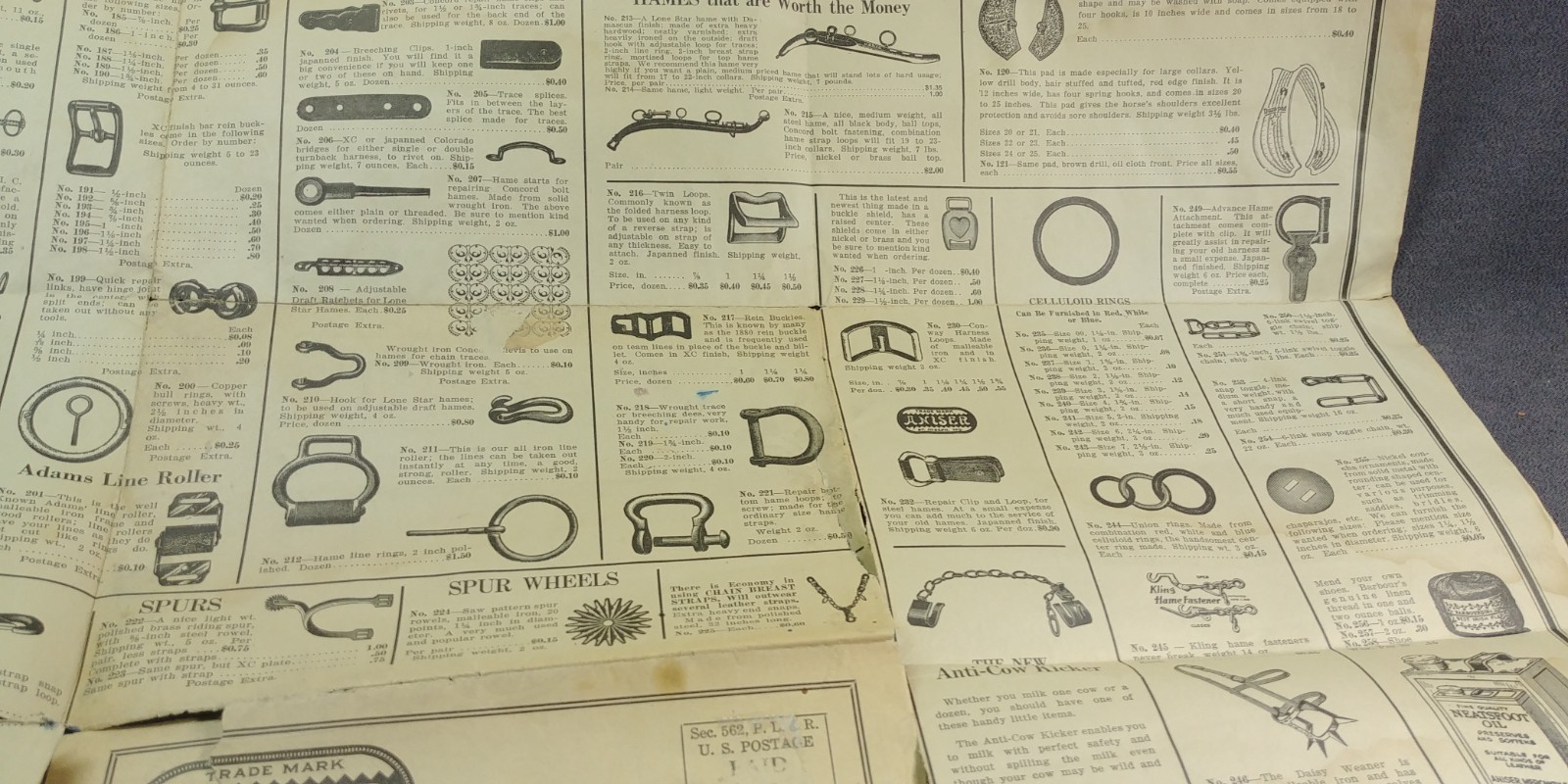 1920s Aniser Mercantile St Joseph Missouri Fold Out Ad Harness Hardware Antique