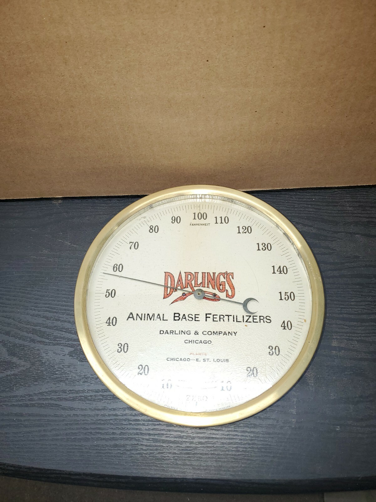 Vintage Darling’s Animal Base Fertilizer Round Thermometer Chicago St. Louis