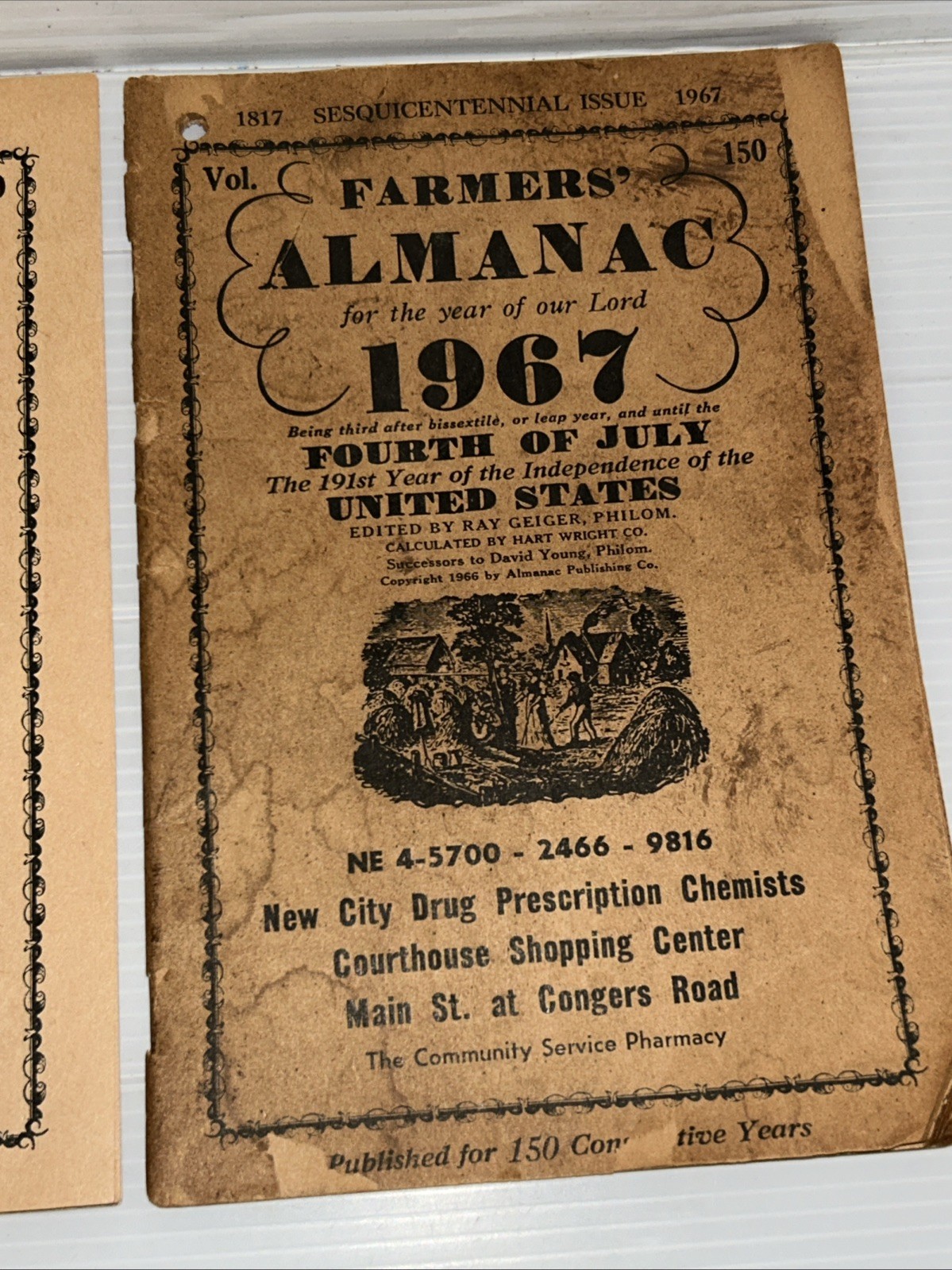 Set Of 2 Collectible 1967 Farmers Almanac Vol 150 -Different Title Pages