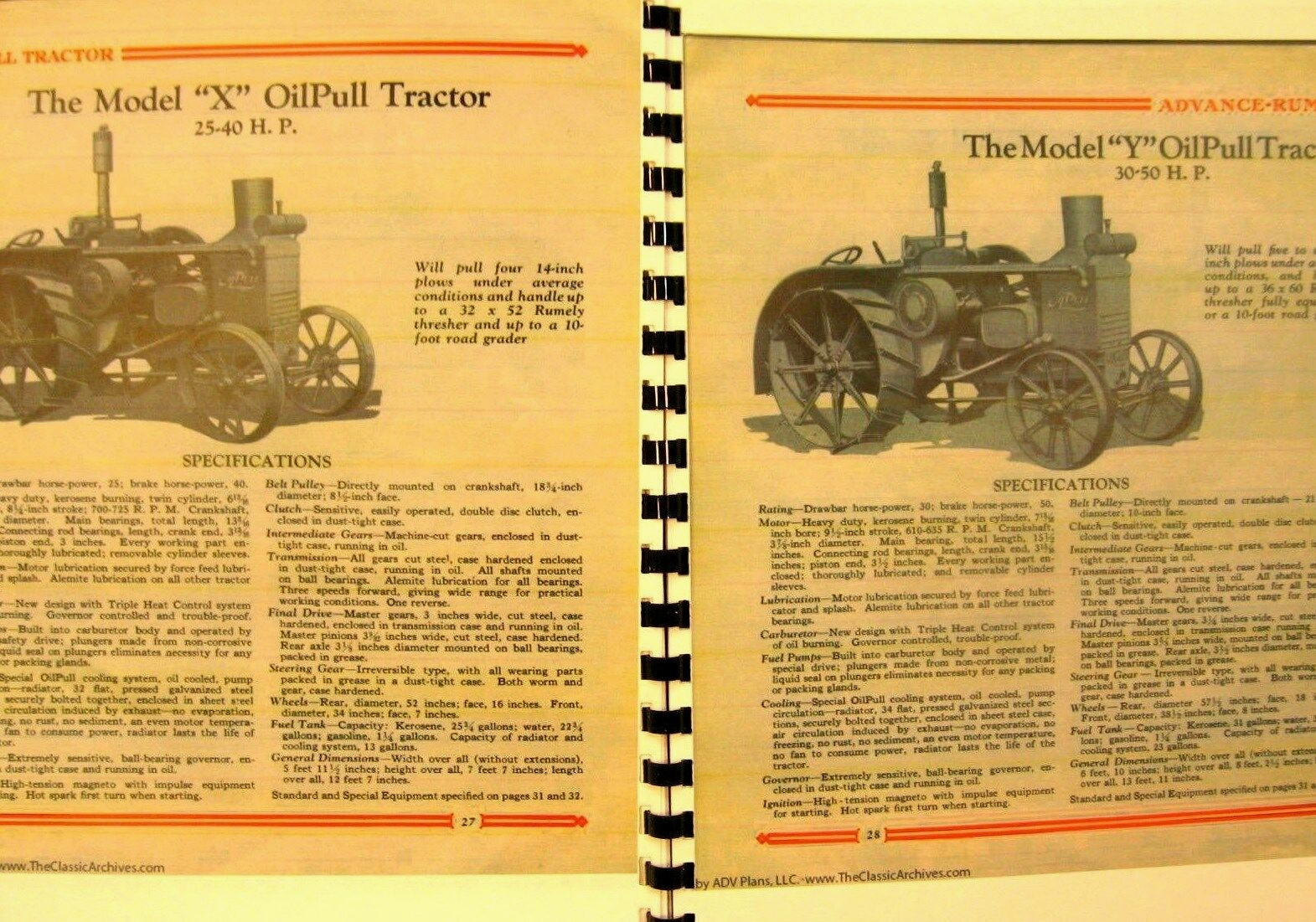 Vintage Rumely Oil Pull Tractor & Equipment Sales Catalogue All Models