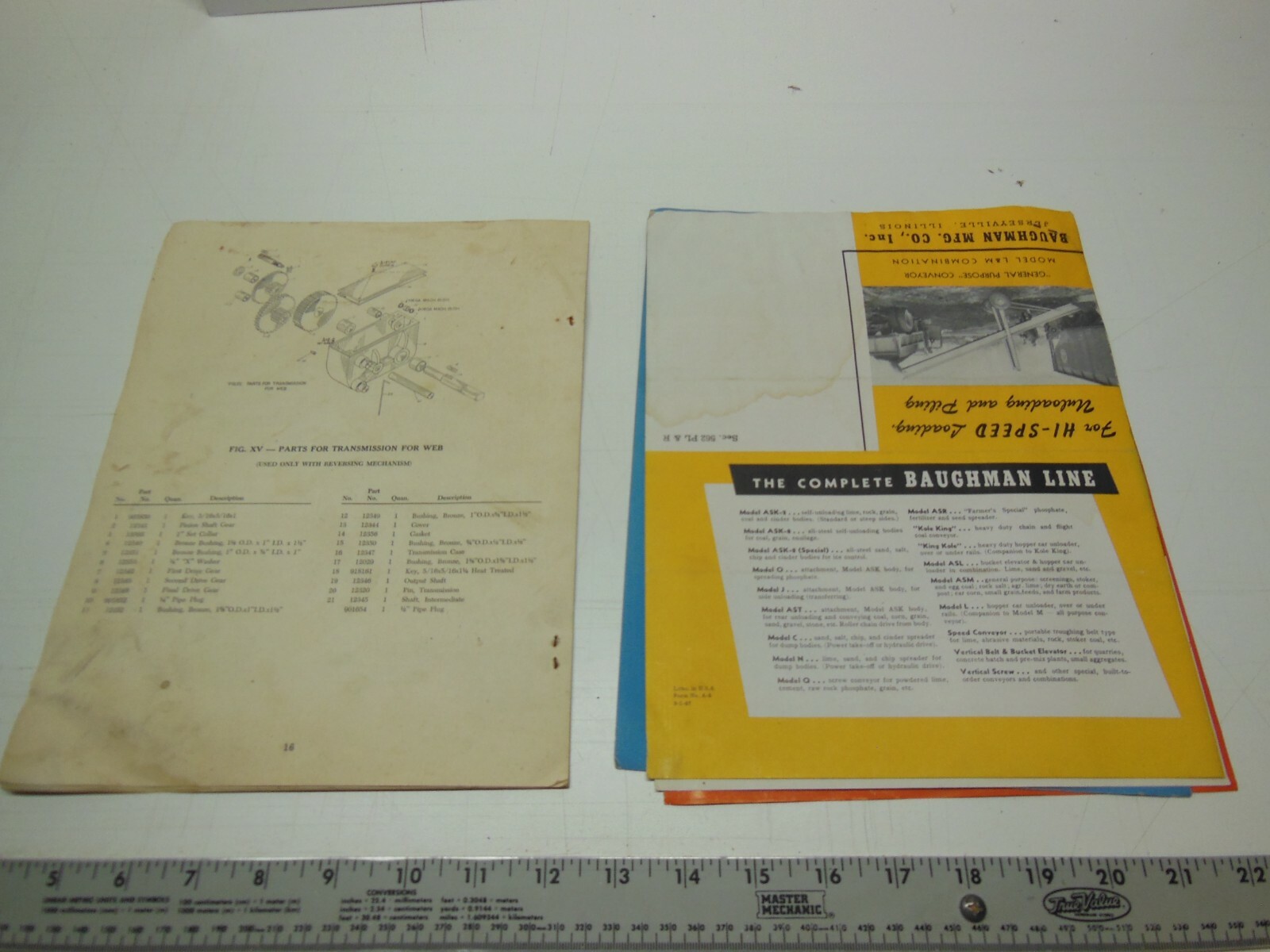 Vintage Harvest-All Parts/Assembly Book & Baughman Farm Equipment Fliers