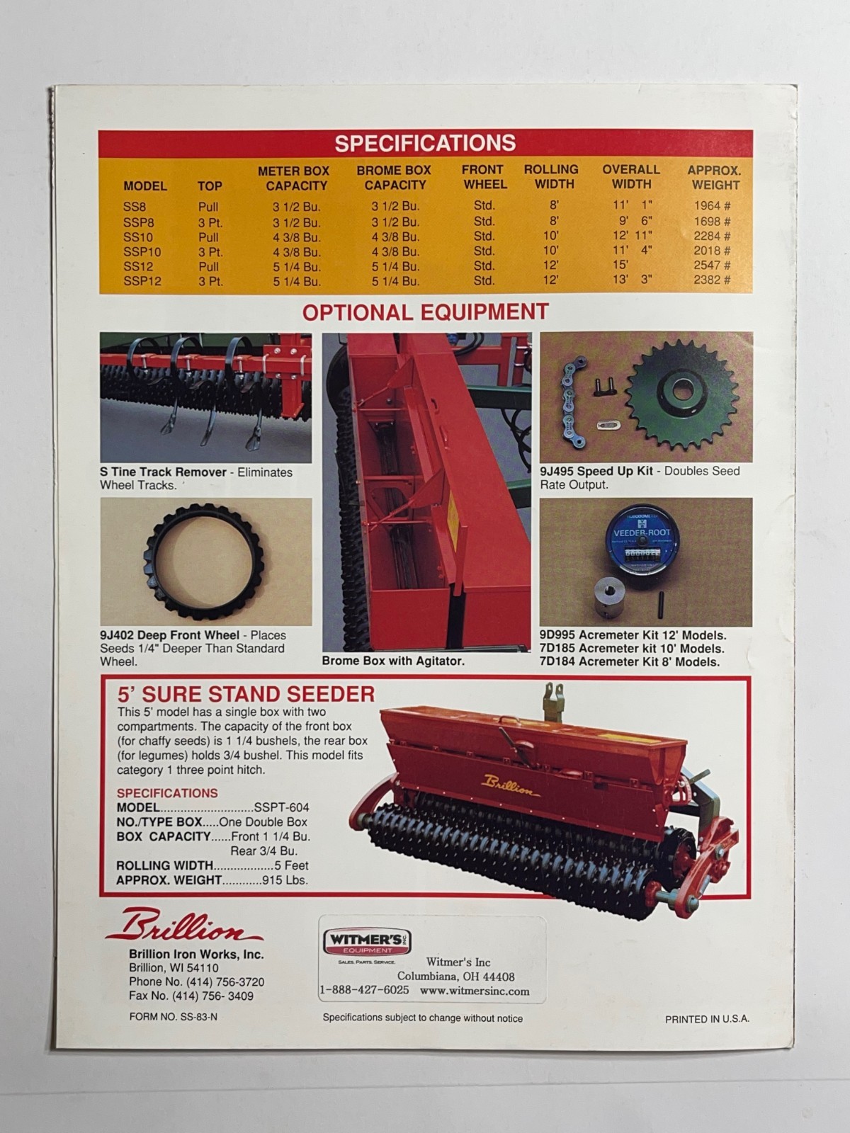 Brillion Grass Seeders – Sales Brochure *Showroom Dealer Item*