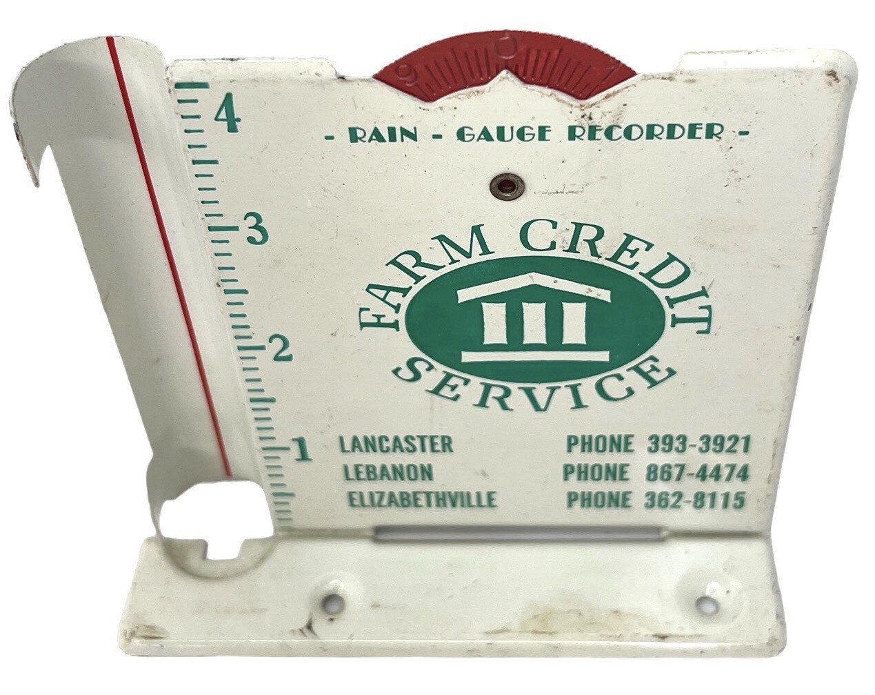 Vtg Farm Credit Service Rain Gauge Recorder Lancaster PA Missing Glass Tube