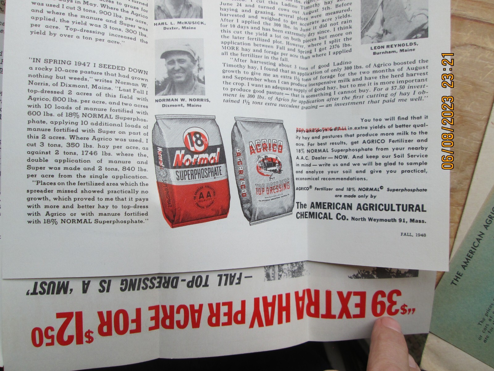 American agricultural chemical co Top dressing adv mailer 1948