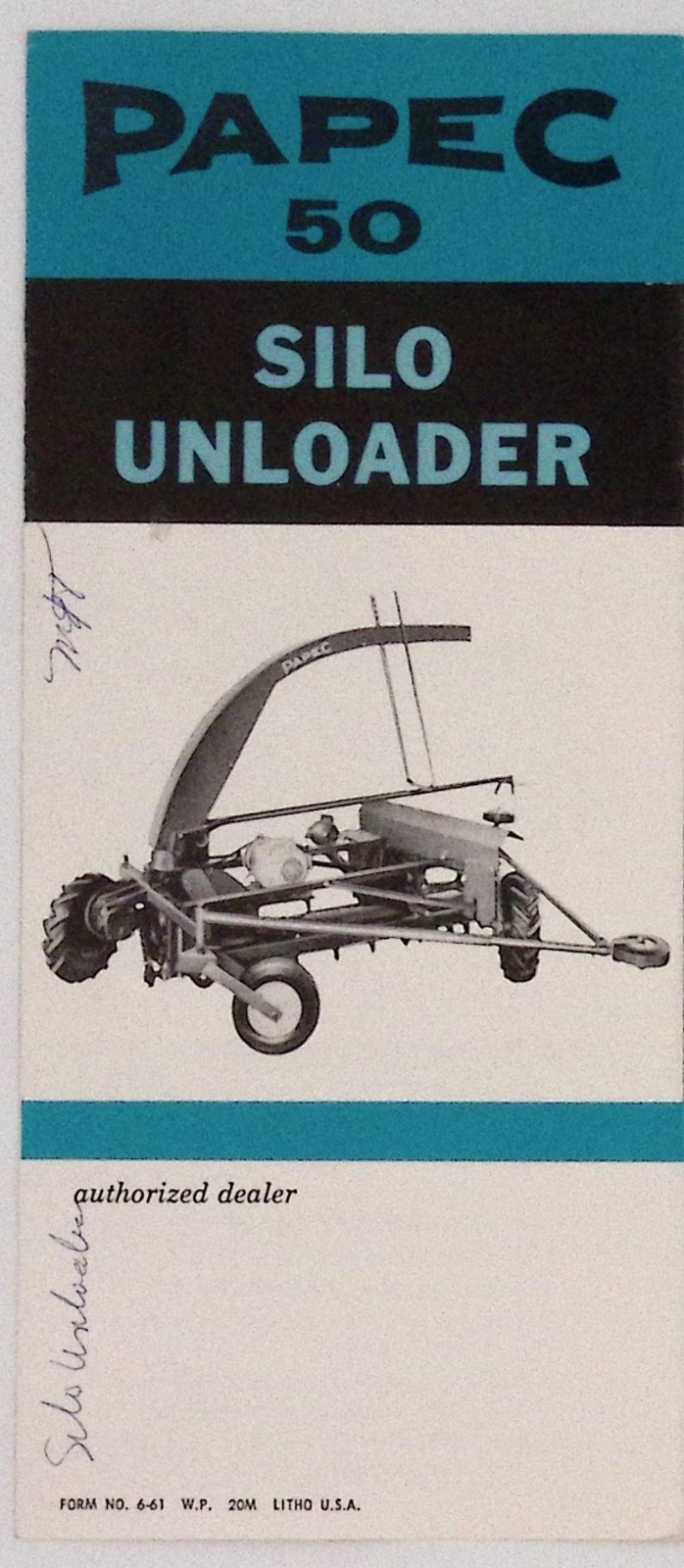 1961 PAPEC 50 Silo Unloader Push Button Silage Handling Brochure
