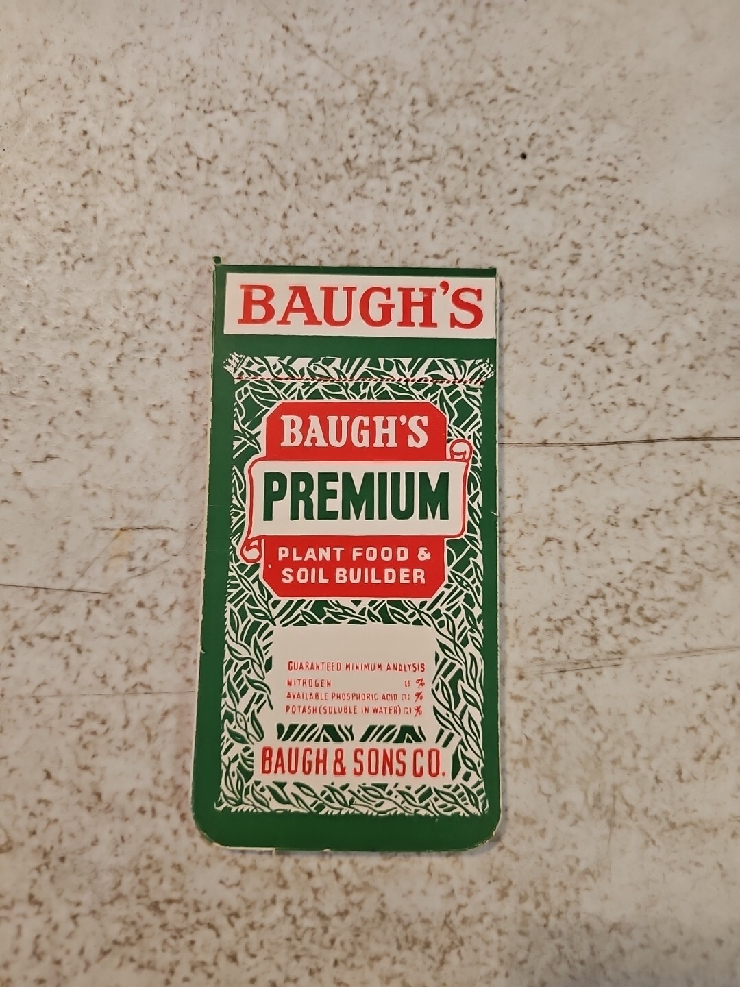 Vintage Baugh&rsquo;s Premium Plant Food & Soil Builder Unused Pocket Note Pad
