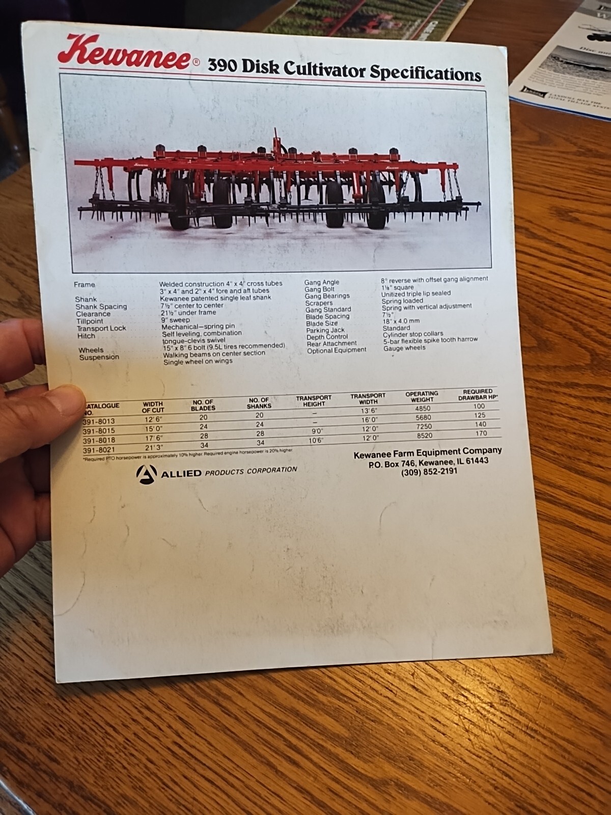 Vtg Kewanee 390 Disk Cultivator Sales Brochure Ag Ad Illinois Allied Products