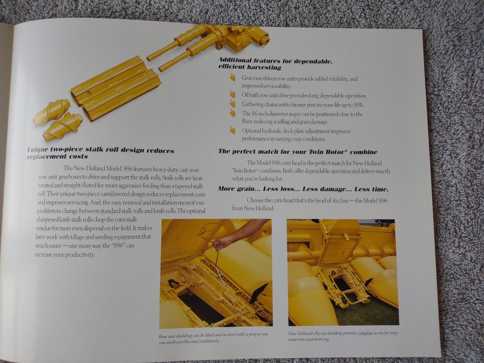 New Holland 996 Corn Head Sales Brochures. Lot Of 15.
