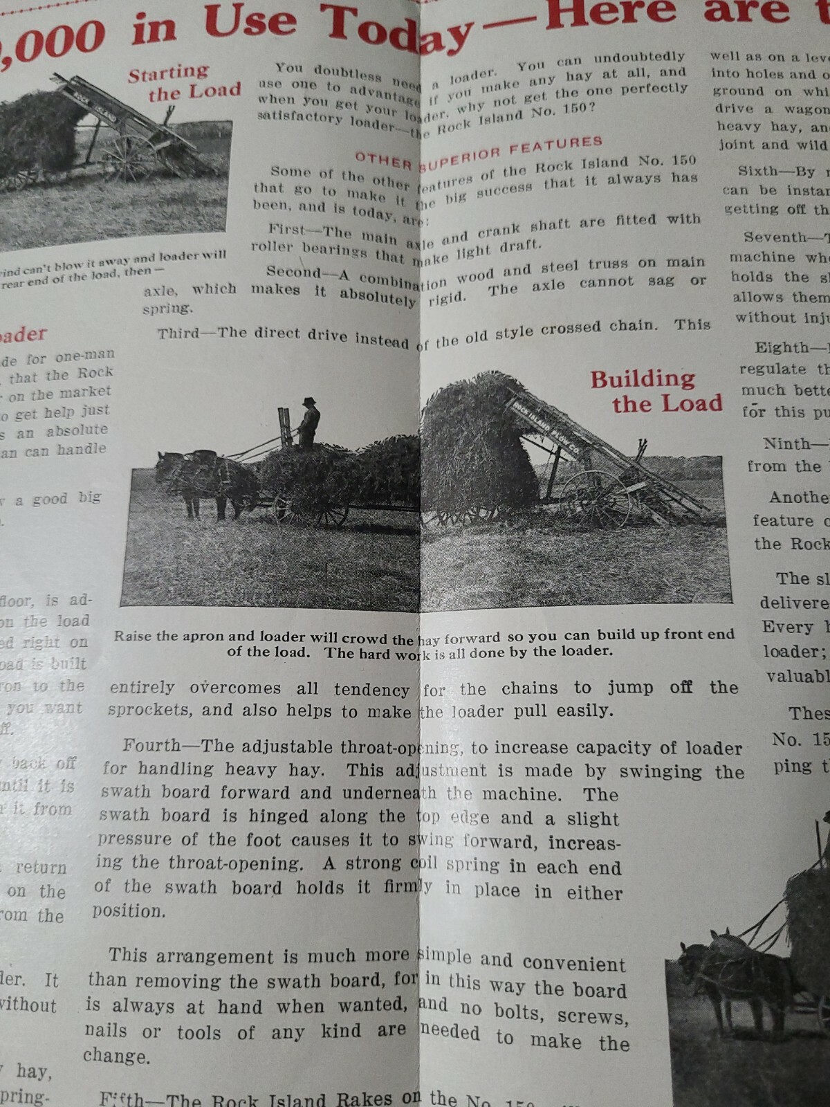 Vntg 1888 Rock Isalnd Hay Loader Sales Flyer