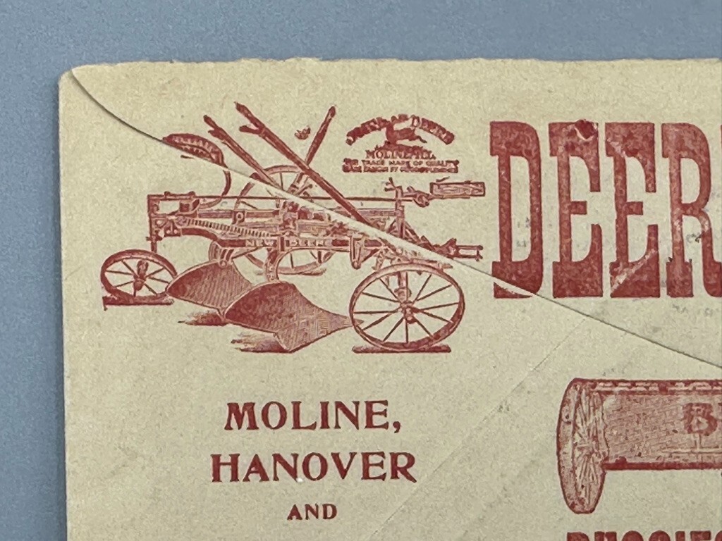 1917 JOHN DEERE Postal Cover HANOVER WAGON Farm Advertise WATT PLOW Richmond VA