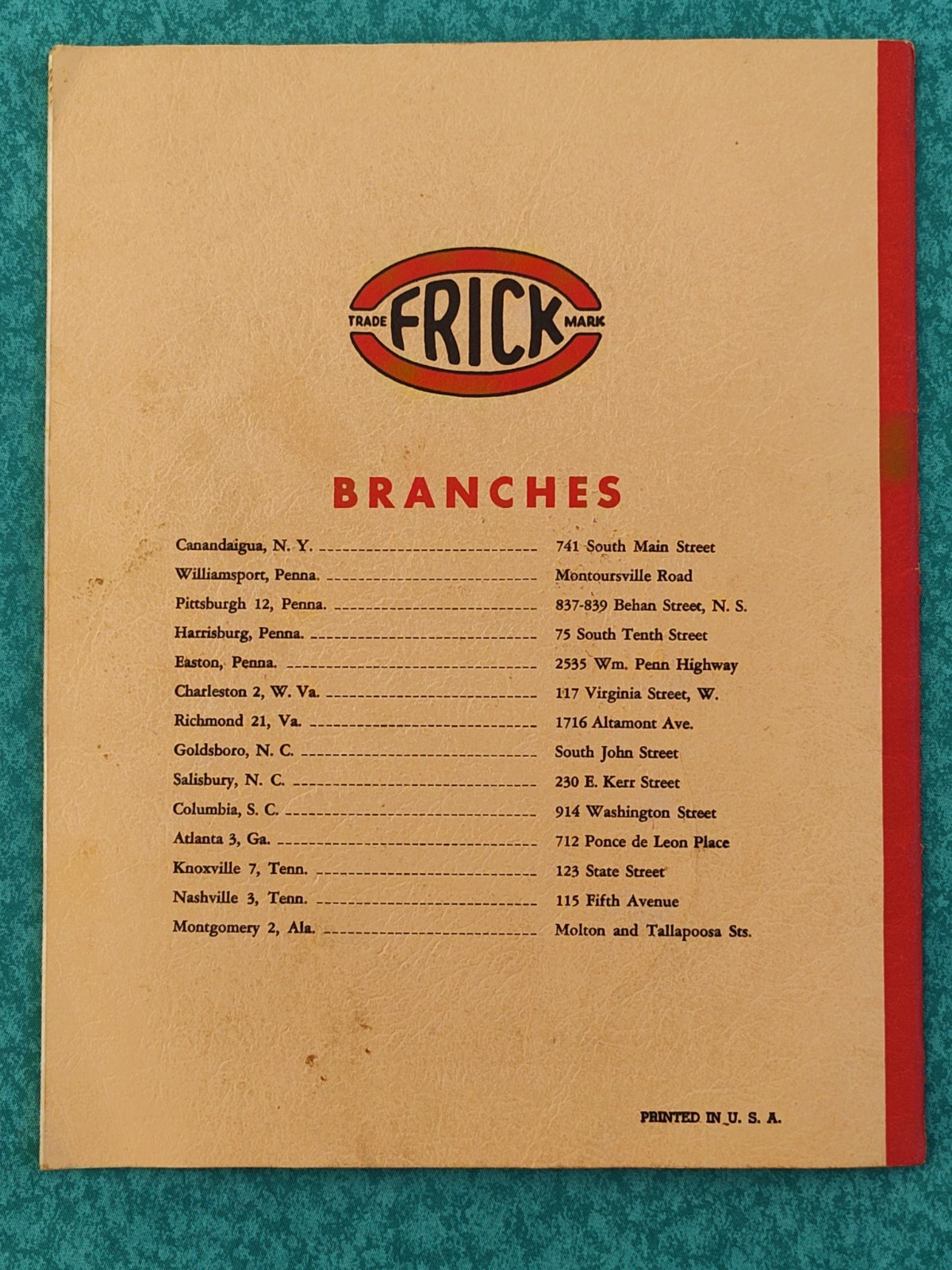 Frick Steel Threshers Catalog # 76-B Original