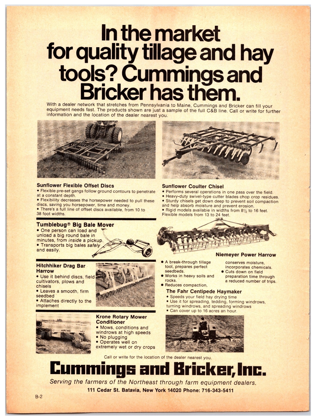 Vintage 1981 Cummings And Bricker Equipment – Original Print Ad (8in x 11in)