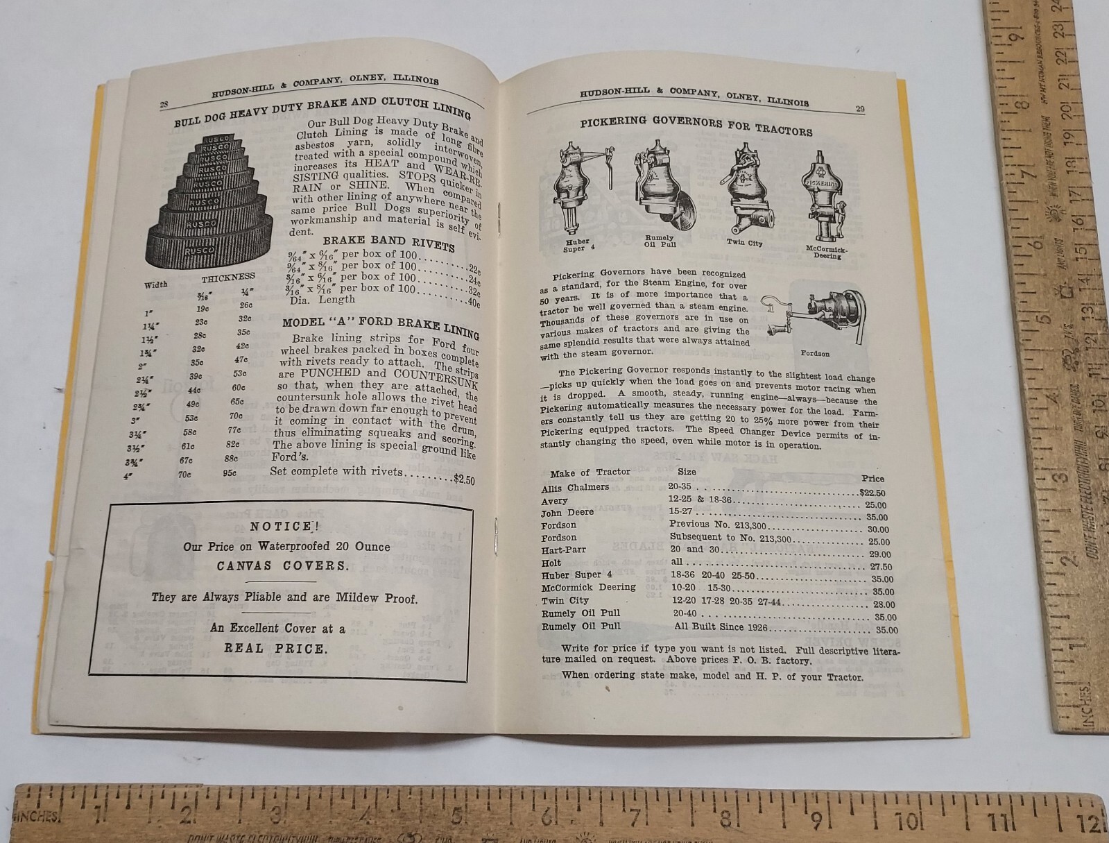 1931 – THRESHER SUPPLIES / MILL SUPPLIES – HUDSON-HILL & CO – listing #5347