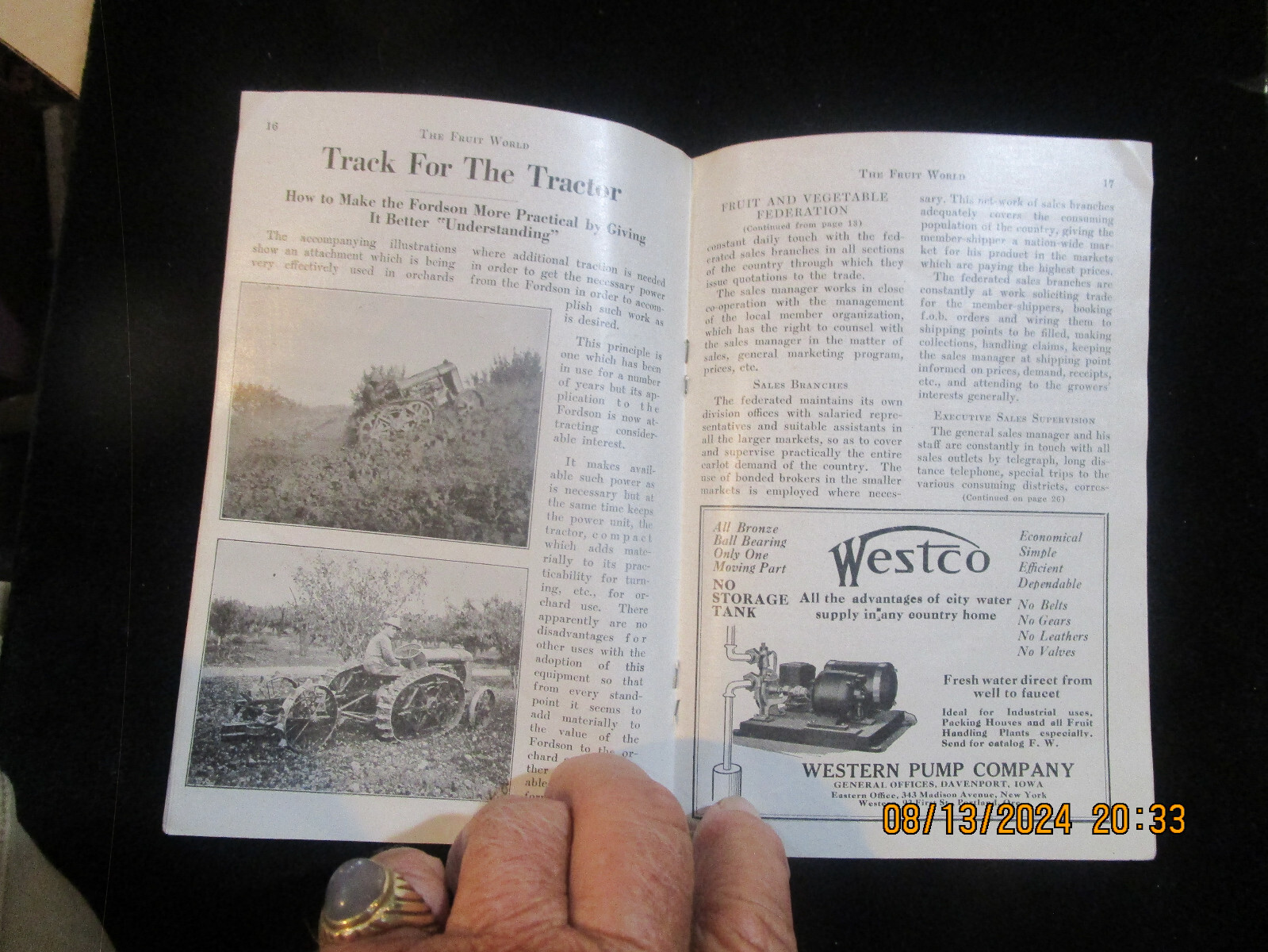 FRUIT FARMING Advertising Pamphlet 1923 CHIEF PO-KA-GON Brand Old tractors Vtg